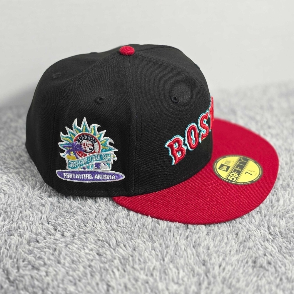 New Era 59FIFTY Boston Red Sox Spring Training Side Patch 7 1/2 Fitted Cap Hat - Picture 4 of 11
